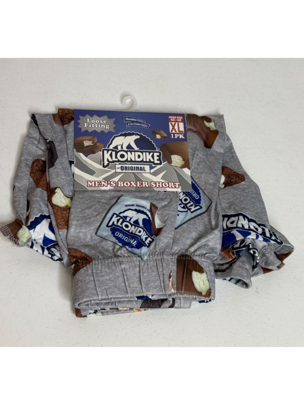 Klondike Mens XL Boxer Shorts Ice Cream Retro Novelty Gray